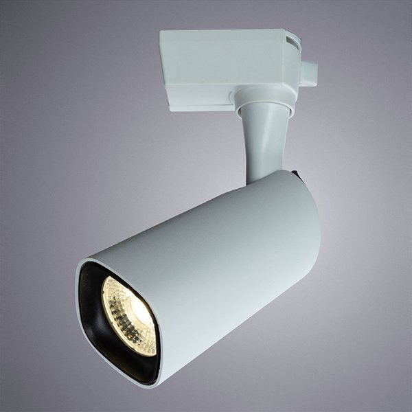 Трековый светильник Arte Lamp Barut A4562PL-1WH, арматура белая, плафон металл белый / черный, 13х6 см