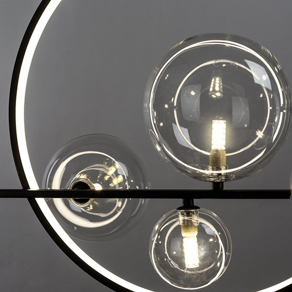 Подвесной светильник Arte Lamp Saturn A7790SP-75BK, арматура черная, плафоны акрил прозрачный, 145х32 см - фото 1