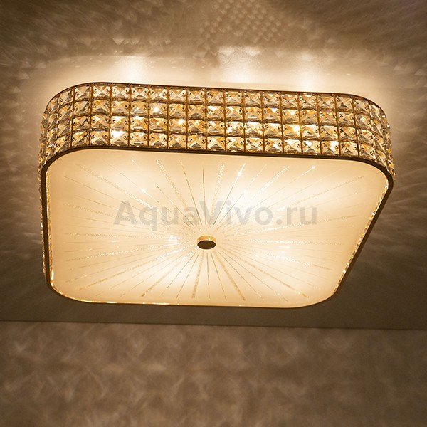 Потолочный светильник Citilux Портал CL324282, арматура золото, плафон стекло / хрусталь прозрачный, 51х51 см - фото 1
