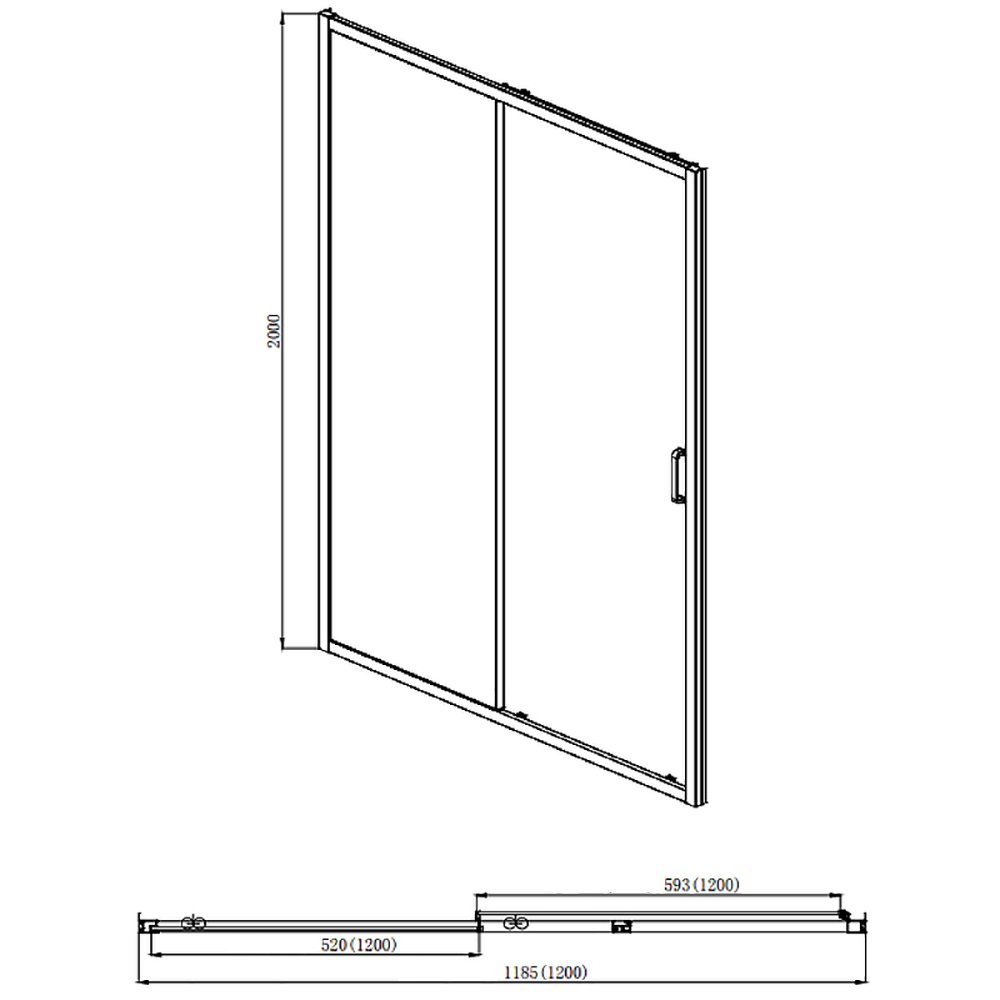 Душевая дверь Акватек Ария AQ ARI RA 12020BL 120x200, стекло прозрачное, профиль черный - фото 1