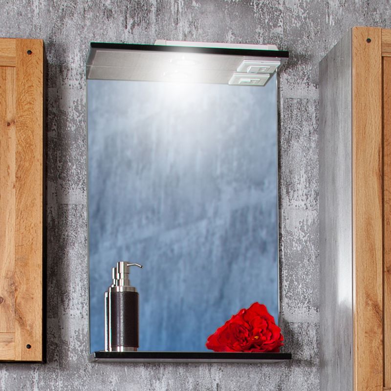 Шкаф-зеркало Бриклаер Лофт 65, с подсветкой, цвет метрополитен грей / дуб золотой - фото 1