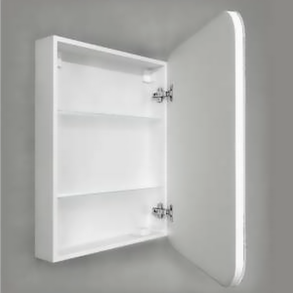 Шкаф-зеркало Jorno Bosko 60, правый, с подсветкой и часами, цвет белый - фото 1