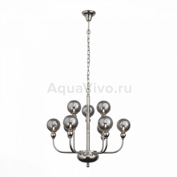 Подвесная люстра ST Luce Funhi SL552.103.09, арматура металл, цвет никель, плафон стекло, цвет серый