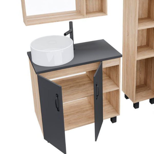 Мебель для ванной Grossman Флай 80, цвет серый / дуб сонома