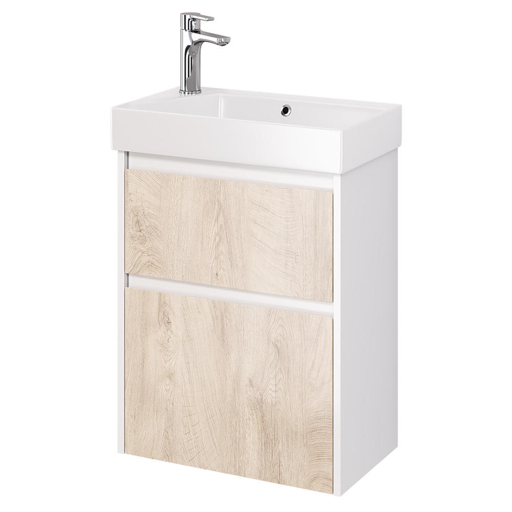 Мебель для ванной Dreja Slim 55, с 2 ящиками, цвет белый глянец / дуб кантри