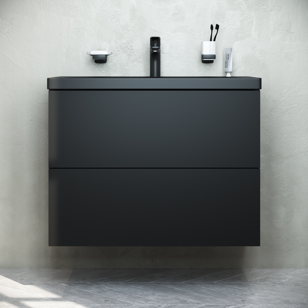 Мебель для ванной AM.PM Gem 75 подвесная, цвет черный матовый - фото 1