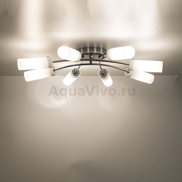 Потолочная люстра Citilux Новелла CL122181, арматура хром, плафоны стекло белое, 76х76 см