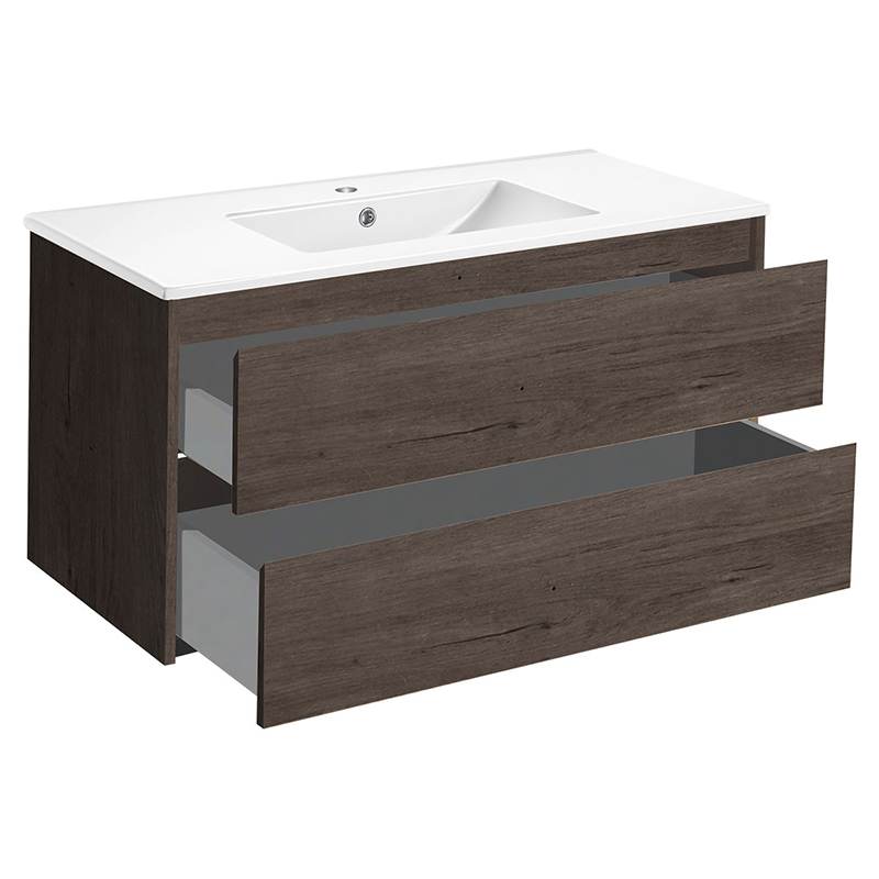 Мебель для ванной Vincea Gio 100, с 2 ящиками, цвет темный дуб