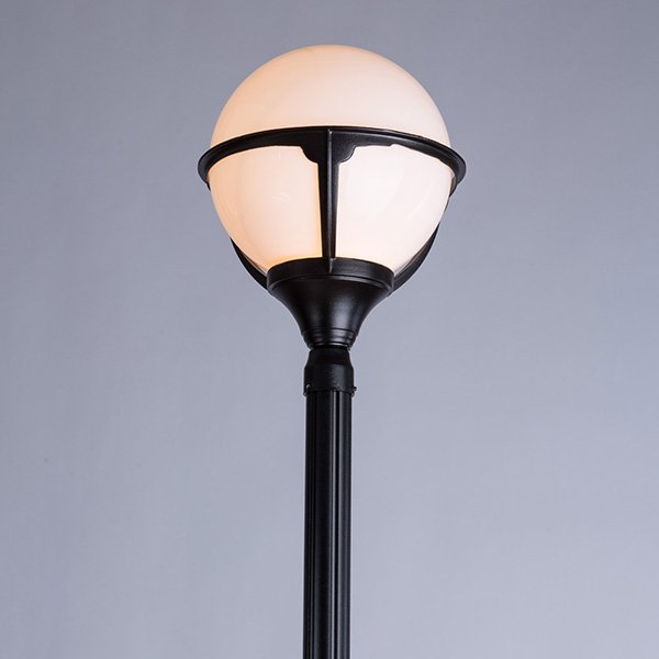 Наземный светильник Arte Lamp Monaco A1497PA-1BK, арматура черная, плафон пластик белый, 27х27 см - фото 1