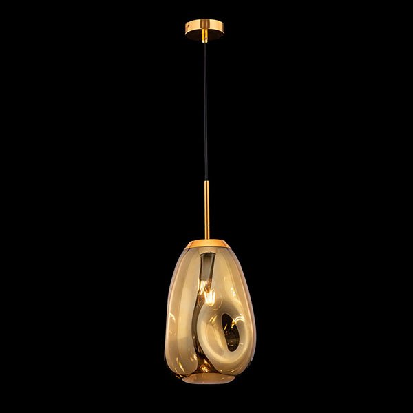 Подвесной светильник Maytoni Mabell P013PL-01G, арматура золото, плафон стекло золото, 22х22 см - фото 1