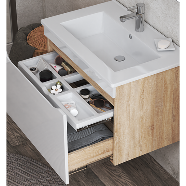Мебель для ванной Vigo Grani 75, 1 ящик, цвет белый / дуб сонома - фото 1