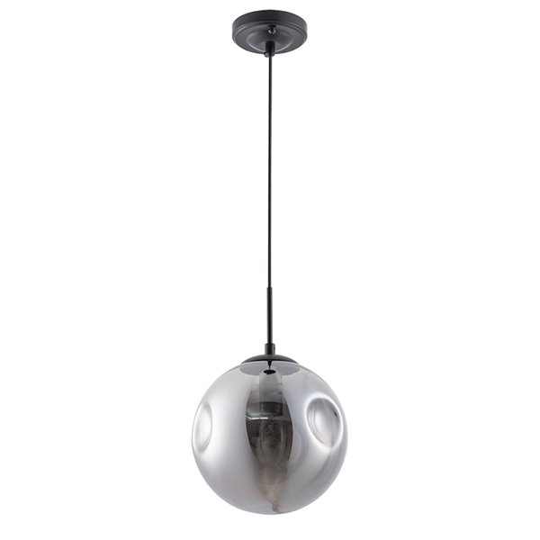 Подвесной светильник Arte Lamp Tureis A9920SP-1BK, арматура черная, плафон стекло дымчатое, 20х20 см