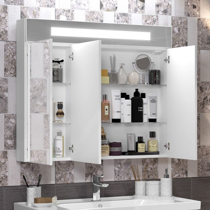 Шкаф-зеркало Опадирис Фреш 100, с подсветкой, цвет белый - фото 1