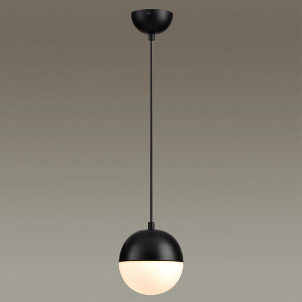 Подвесной светильник Odeon Light Pinga 4958/1, арматура черная, плафон стекло белое - фото 1
