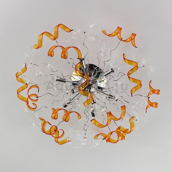 Потолочная люстра Citilux Рандом CL222192, арматура хром / прозрачная / оранжевая, 86х86 см