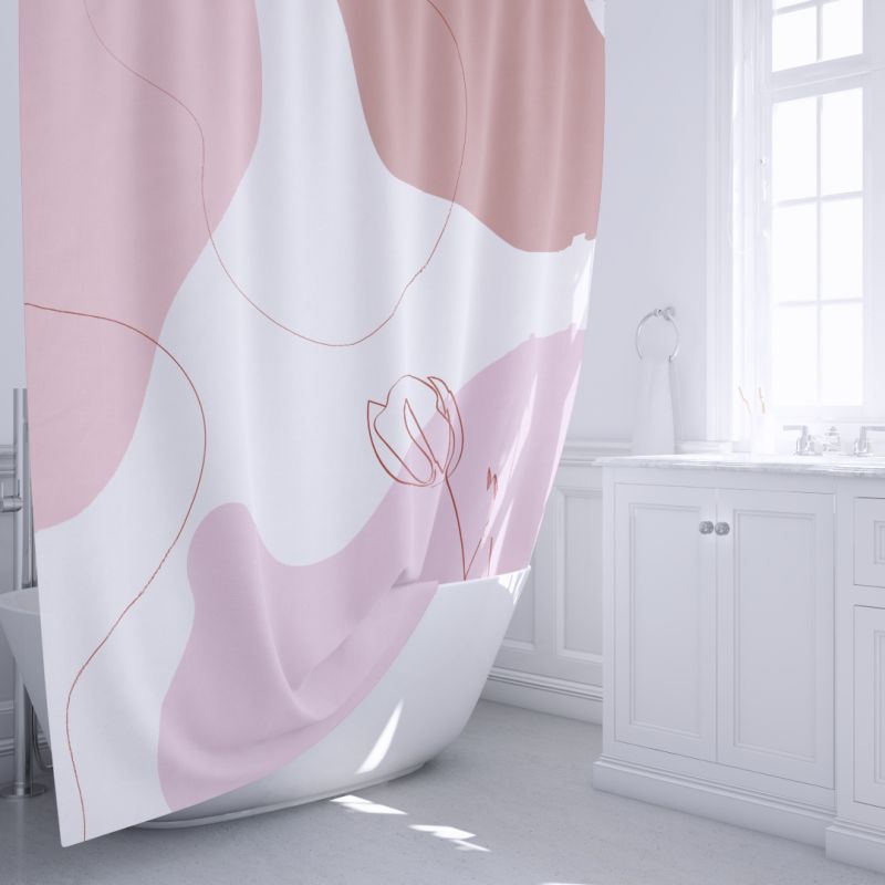 Штора для ванной Fixsen Cream FX-2514, 180x200, цвет белый / розовый