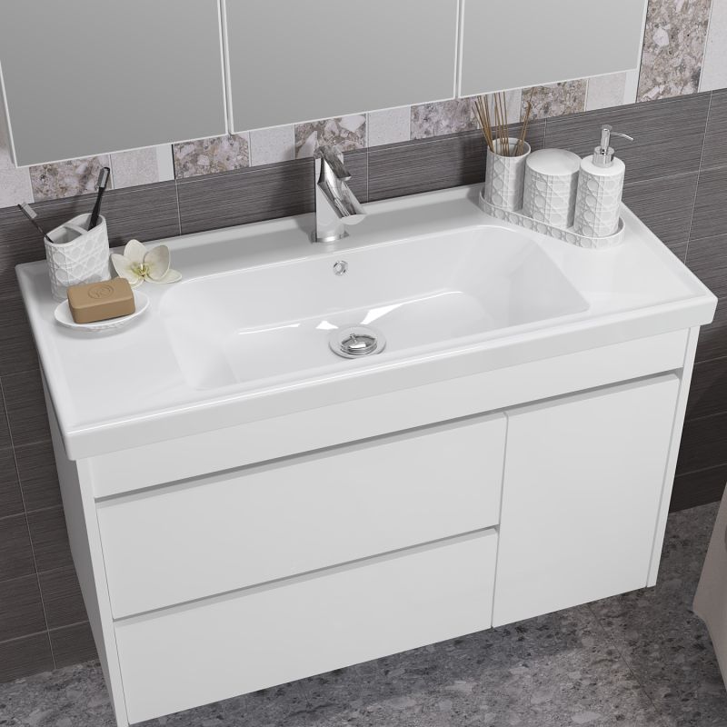 Мебель для ванной Опадирис Фреш 100 подвесная, с бельевой корзиной, цвет белый - фото 1