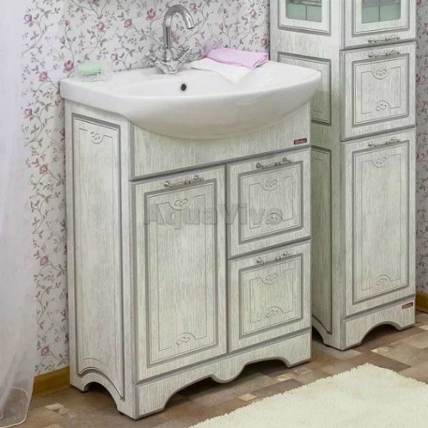 Мебель для ванной Sanflor Адель 65, цвет белый/патина серебро - фото 1