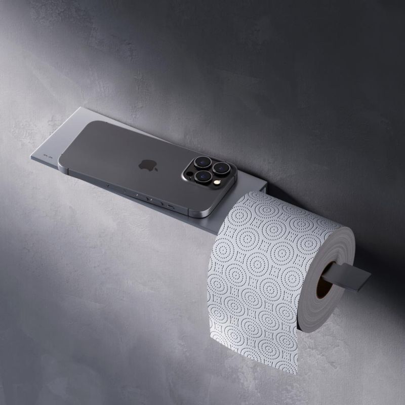 Держатель туалетной бумаги AM.PM Sense L A7454300, с полкой, цвет серый - фото 1