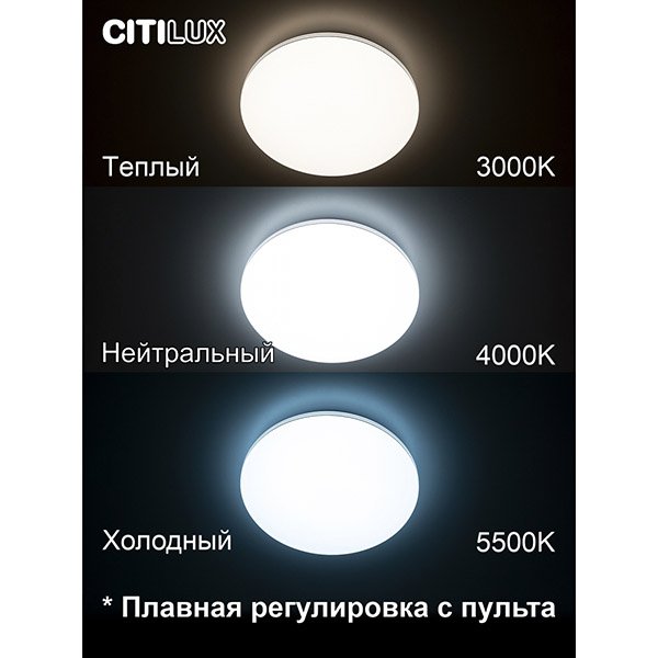 Потолочная люстра Citilux Симпла CL714330G, арматура белая, плафон полимер белый, 34х34 см - фото 1