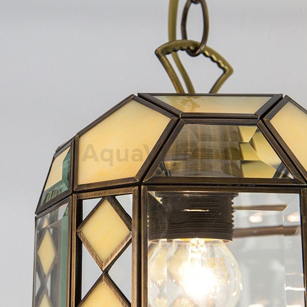 Подвесной светильник Citilux Фасет CL441111, арматура бронза, плафон стекло прозрачное / бежевое, 17х17 см