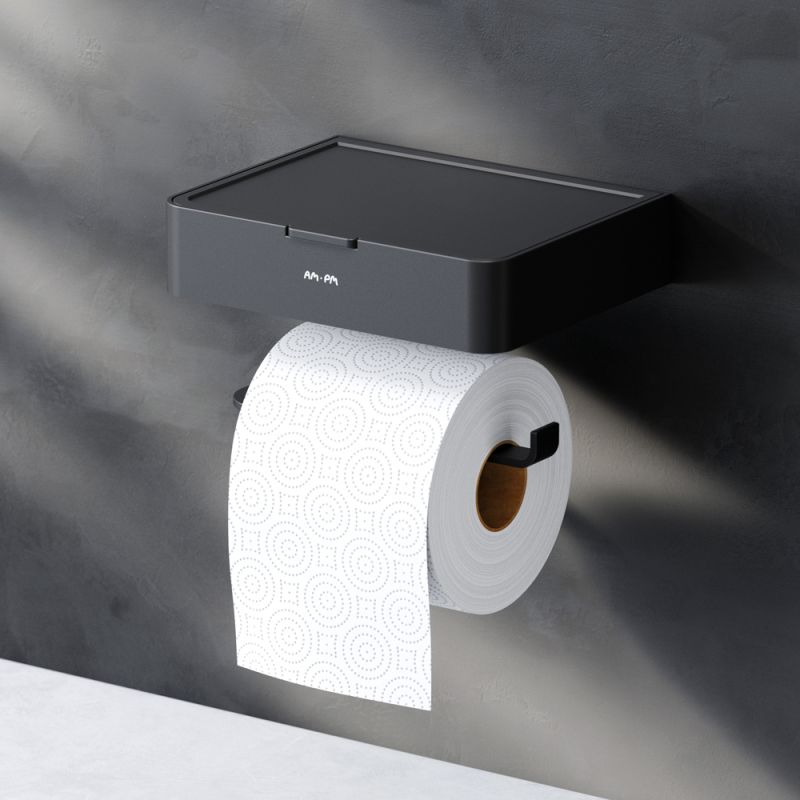 Держатель туалетной бумаги AM.PM Inspire 2.0 A50A341522, с полкой для телефона, цвет черный - фото 1