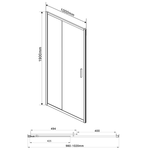 Душевая дверь Vincea Garda VDS-1G 100x190, стекло прозрачное, профиль хром