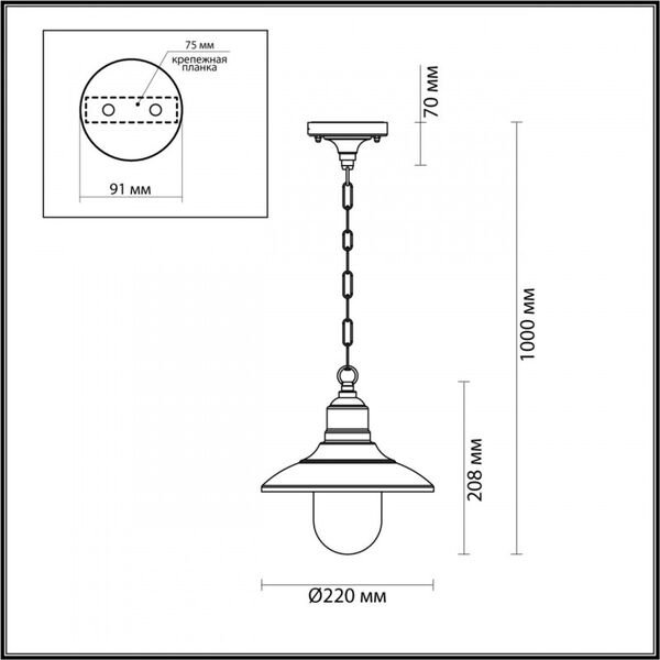 Уличный подвесной светильник Odeon Light Campa 4965/1, арматура черная, плафон стекло прозрачное