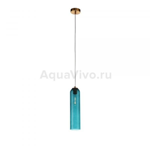 Подвесной светильник ST Luce Callana SL1145.383.01, арматура металл, цвет латунь, плафон стекло, цвет голубой