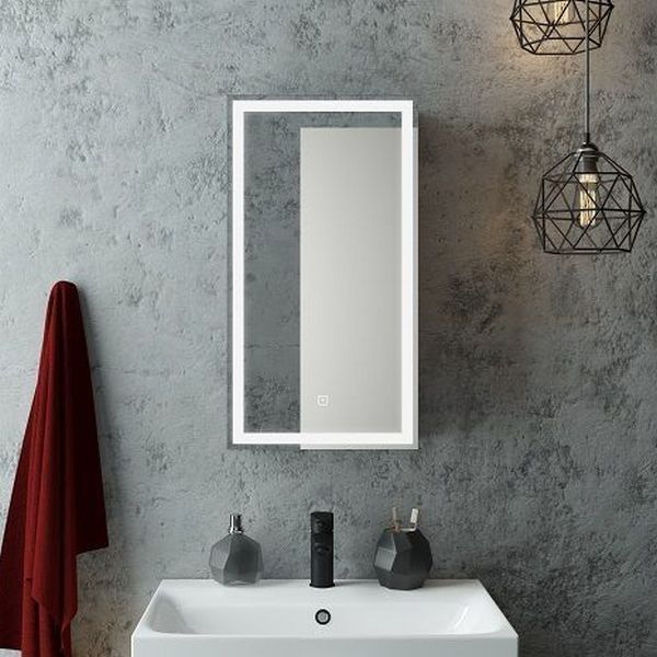 Шкаф-зеркало Art & Max Techno Nero 35, правый, с подсветкой и диммером, цвет черный - фото 1