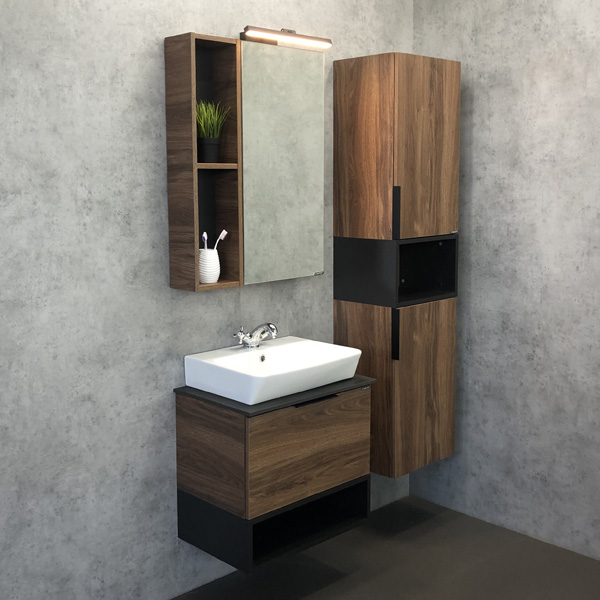 Мебель для ванной Comforty Штутгарт 60 с раковиной Comforty 9055RA-50, цвет дуб темно-коричневый