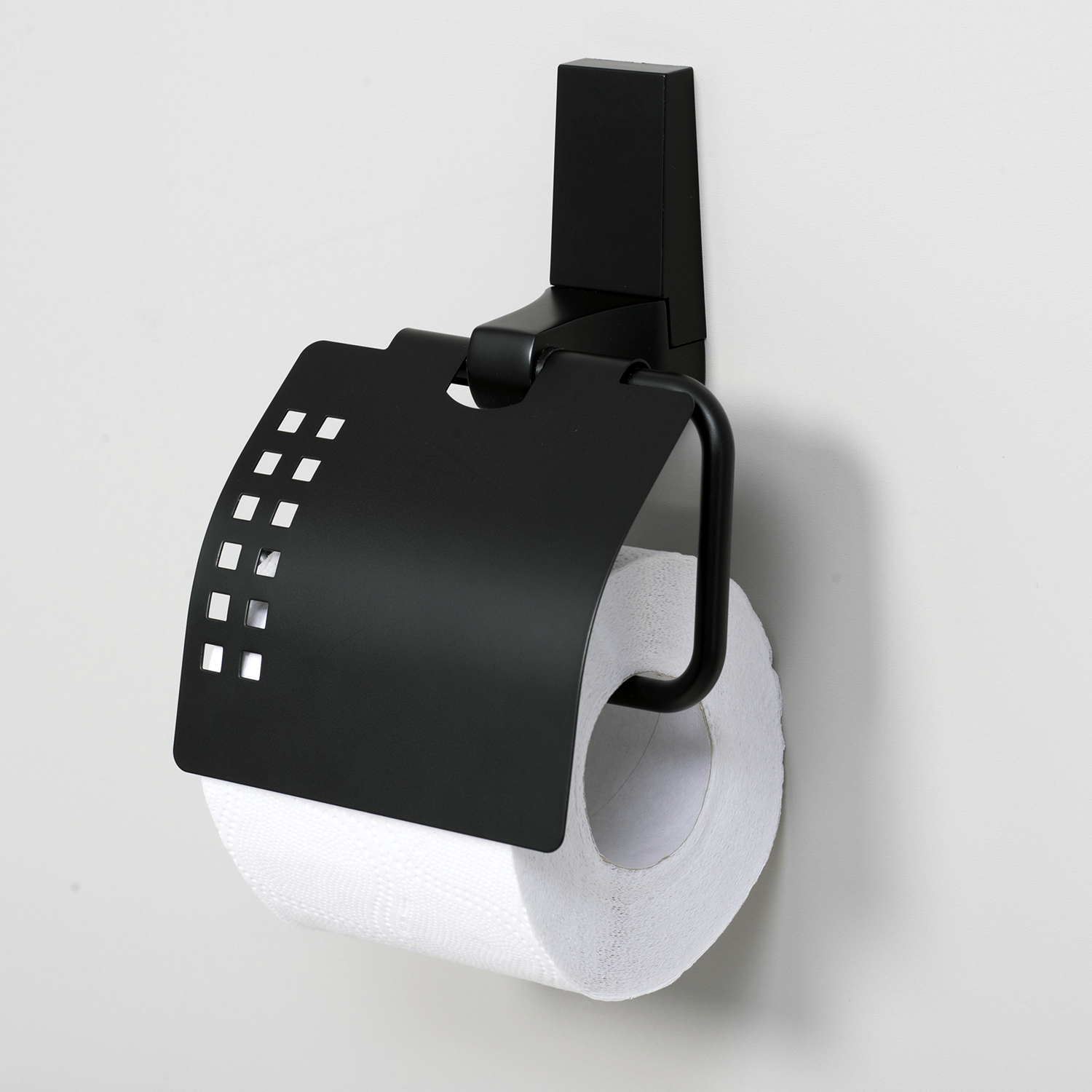 Держатель туалетной бумаги WasserKRAFT Abens K-3225, с крышкой, цвет черный - фото 1