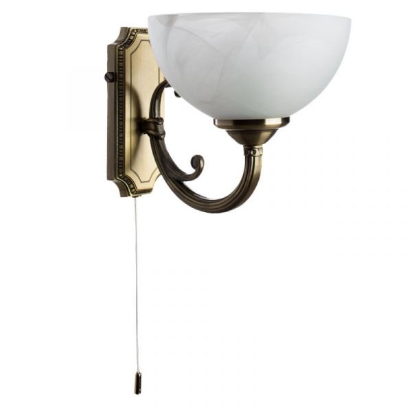 Бра Arte Lamp Windsor A3777AP-1AB, арматура цвет бронза, плафон/абажур стекло, цвет белый