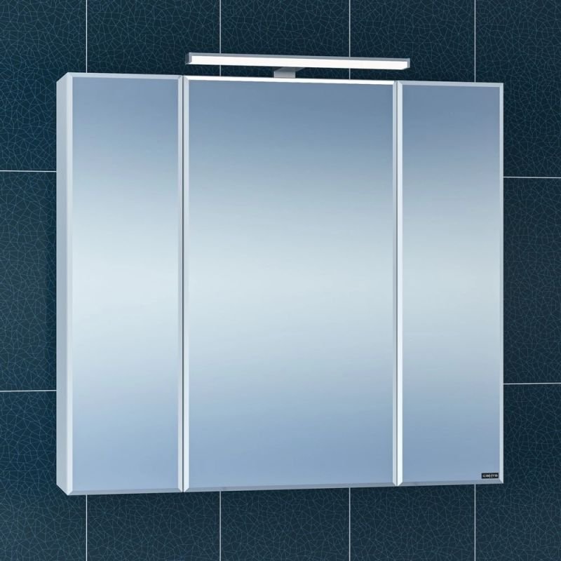 Шкаф-зеркало Санта Стандарт 80, с подсветкой, цвет белый