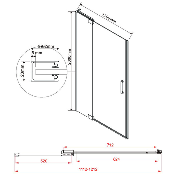 Душевая дверь Vincea Extra VDP-1E 110/120x200, стекло прозрачное, профиль хром