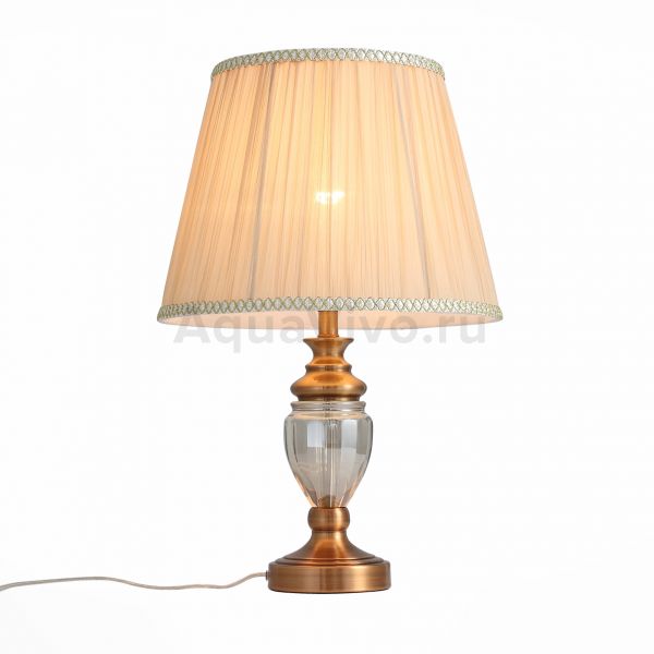 Прикроватная лампа ST Luce Vezzo SL965.304.01, арматура металл / стекло, цвет бронза, плафон текстиль, цвет бежевый