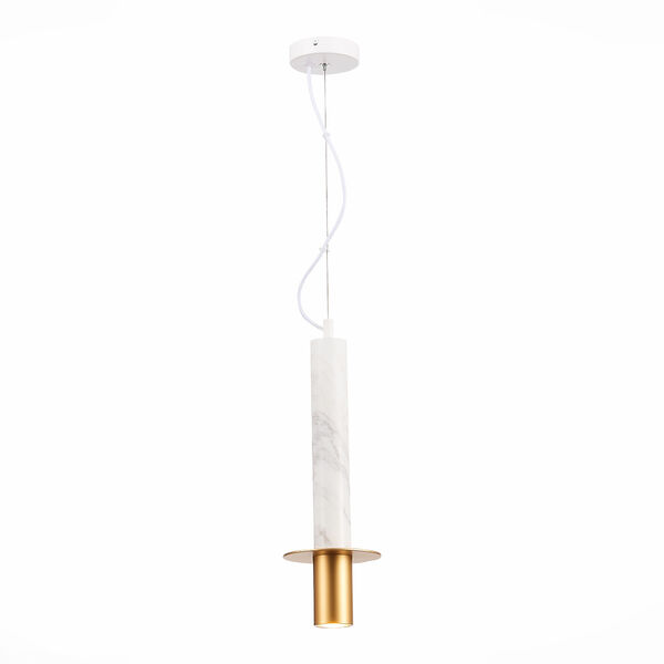Подвесной светильник ST Luce Varese SL1211.503.01, арматура золотистая, плафон металл / мрамор белый / золотистый
