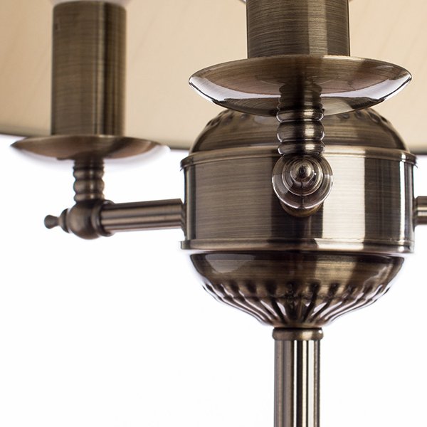 Интерьерная настольная лампа Arte Lamp Alice A3579LT-3AB, арматура бронза, плафон ткань бежевая, 35х35 см