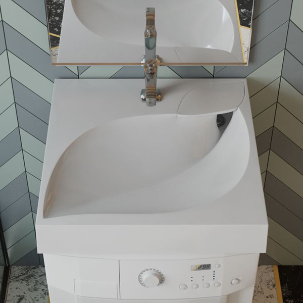 Раковина Madera List 60x60 для установки над стиральной машиной, цвет белый - фото 1