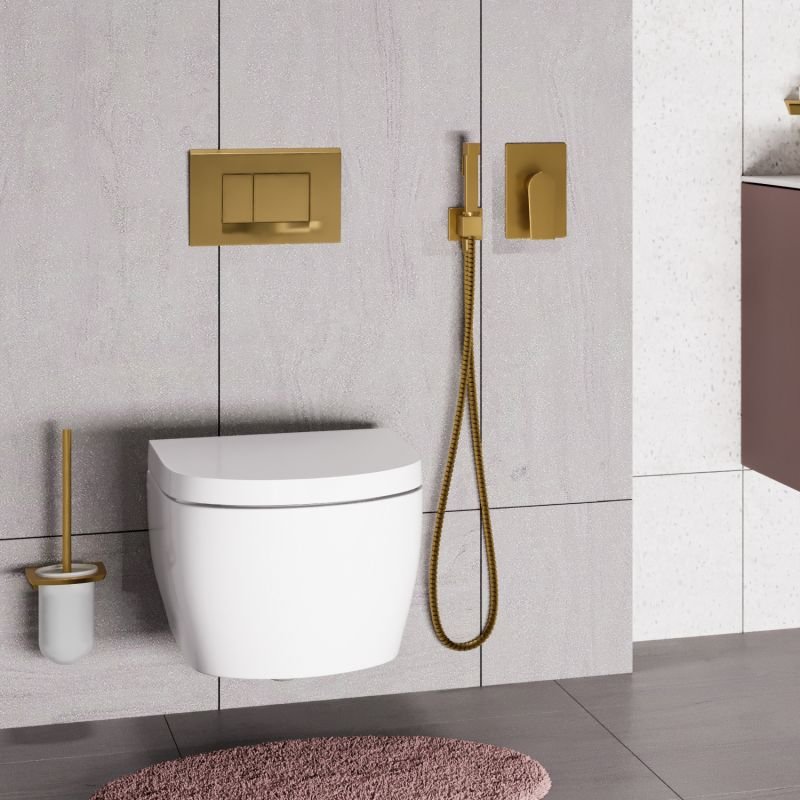 Гигиенический душ WasserKRAFT A55094, со встраиваемым смесителем, цвет золото - фото 1