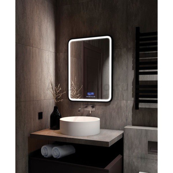 Зеркало Art & Max Genova 60x80, с подсветкой, функцией антизапотевания и многофункциональной панелью