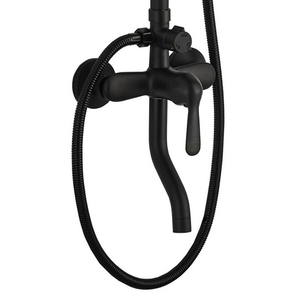 Душевая стойка Boch Mann Eco Quadro Black BM8427, с верхним душем, смесителем, цвет черный - фото 1