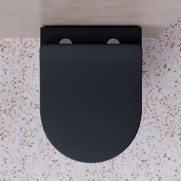 Унитаз Ceramica Nova Balearica Rimless CN6000MB подвесной, безободковый, с сиденьем микролифт, цвет черный матовый