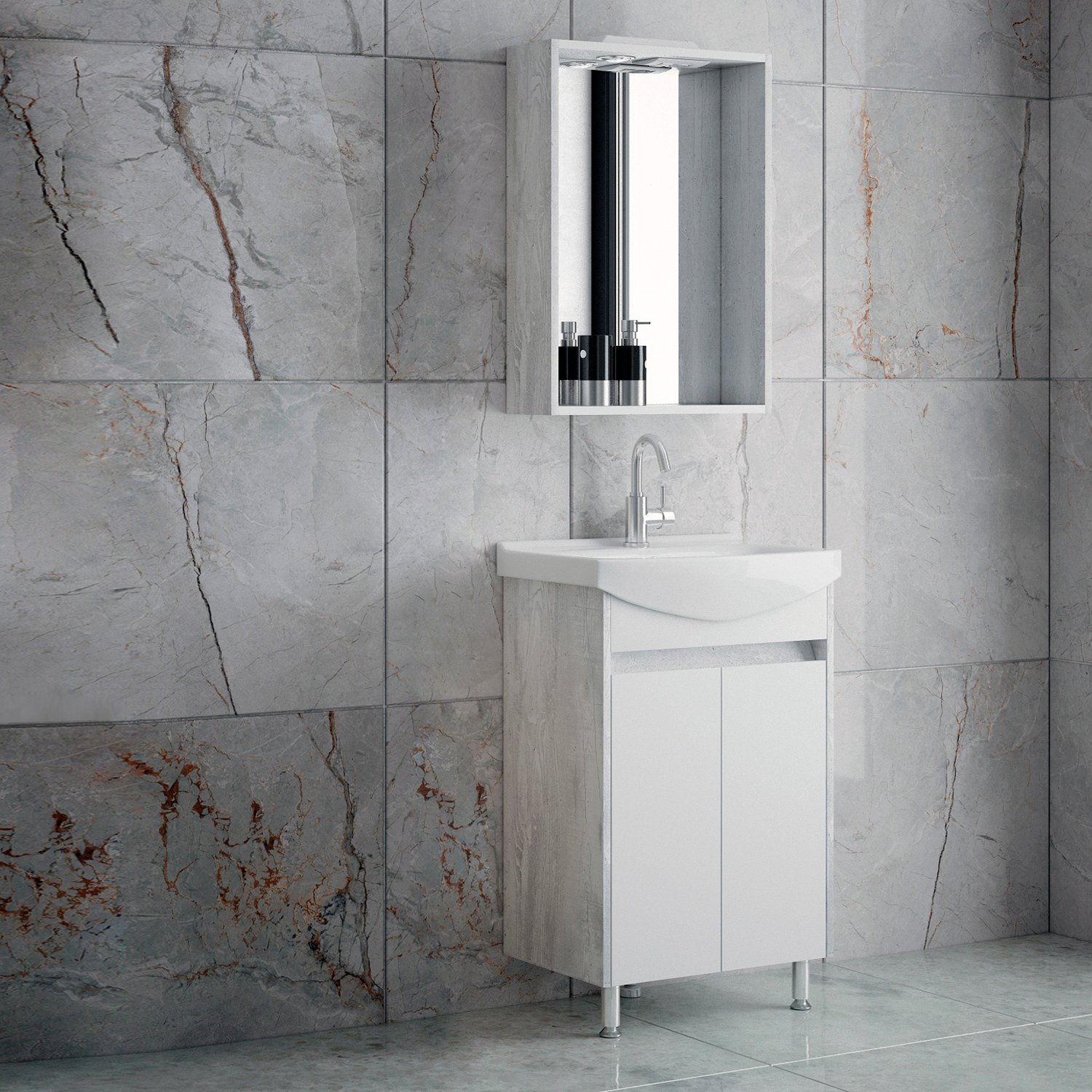Мебель для ванной Corozo Орегон 55, цвет пайн / белый