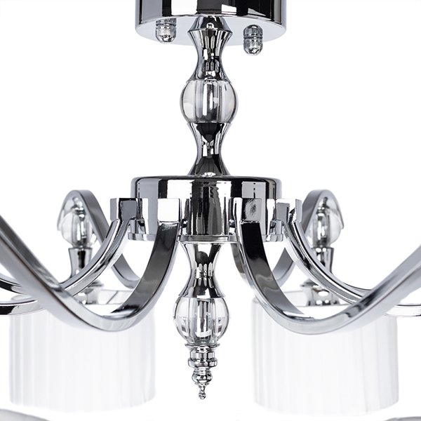 Подвесная люстра Arte Lamp Ibiza A4038PL-8CC, арматура хром / прозрачная, плафоны ткань белая, 75х75 см - фото 1