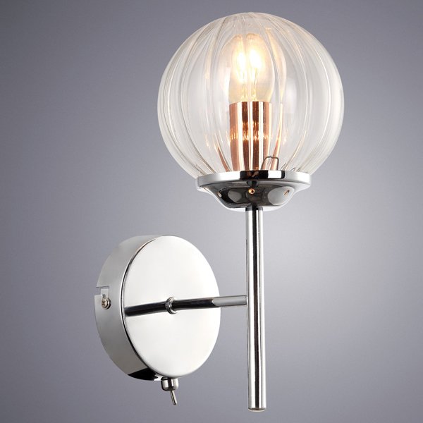 Бра Arte Lamp Arancia A9276AP-1CC, арматура хром, плафон стекло прозрачное, 16x26 см - фото 1