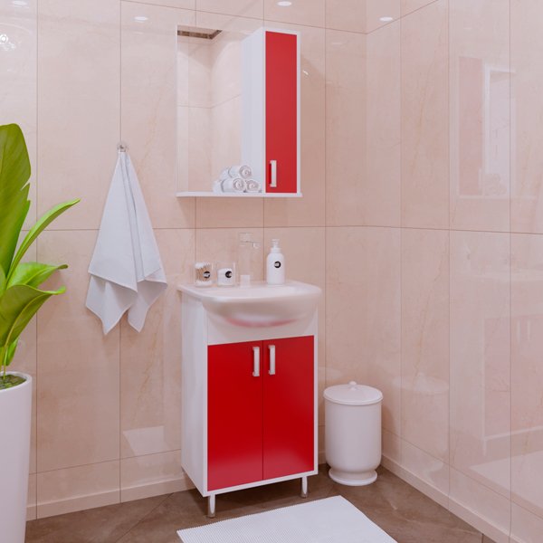Мебель для ванной Corozo Колор 50, цвет белый / красный