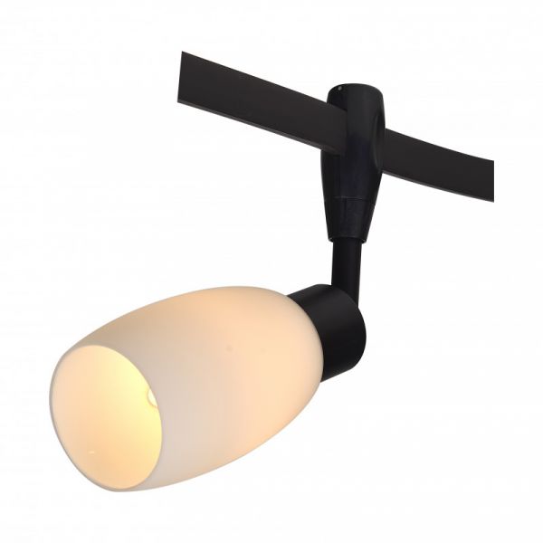 Трековый светильник Arte Lamp Rails Heads A3059PL-1BK, арматура цвет черный, плафон/абажур стекло/пластик, цвет белый