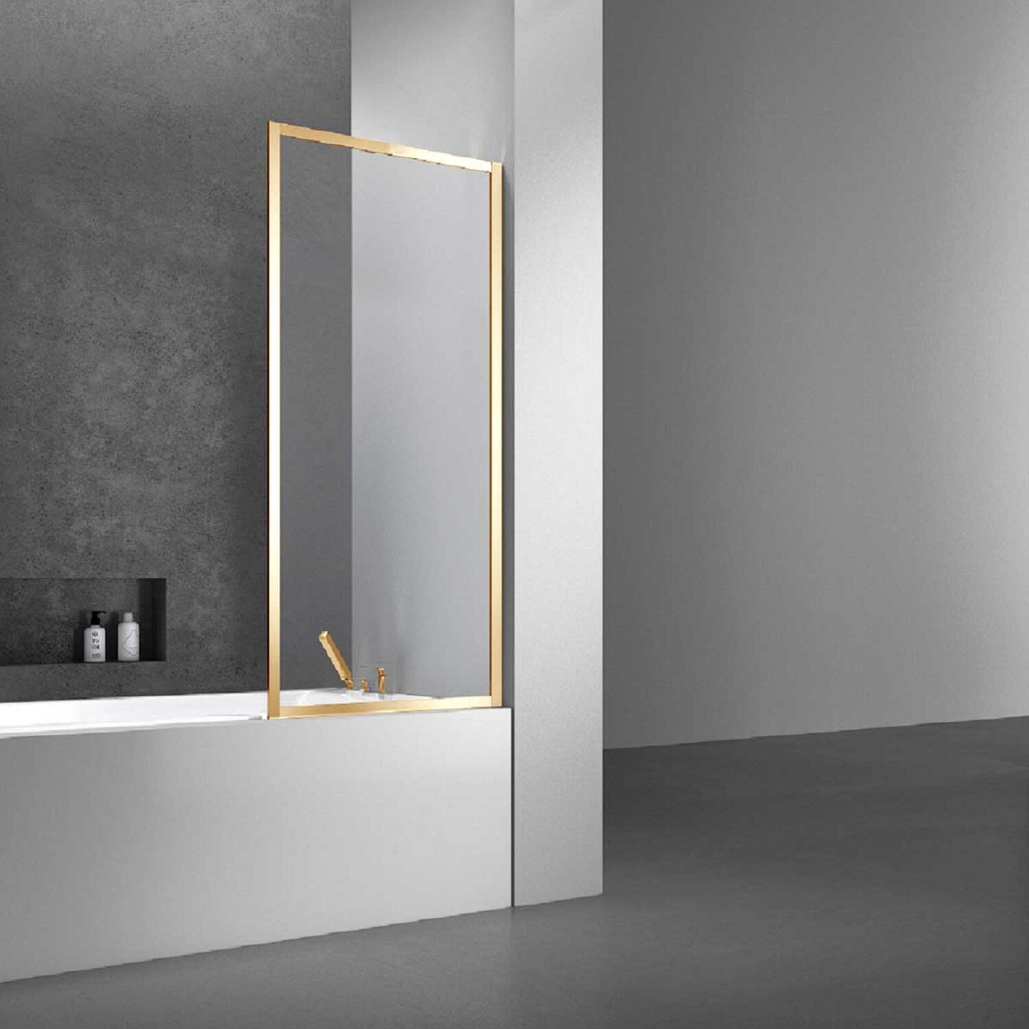 Шторка на ванну Vincea VSB-41 70x140, стекло прозрачное, профиль брашированное золото