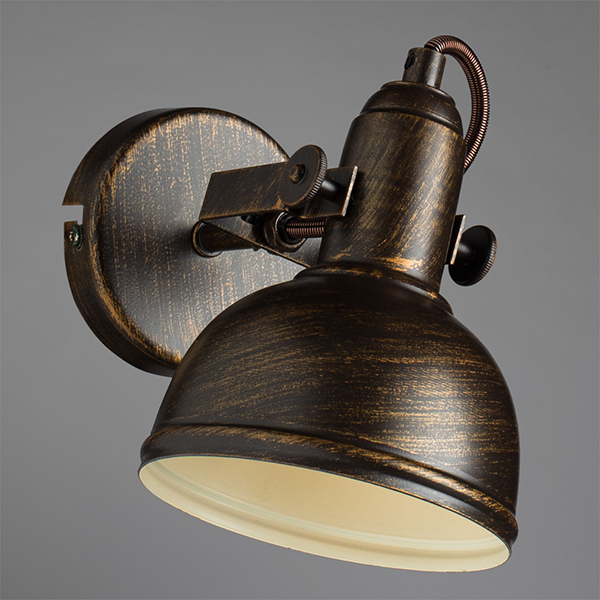 Бра Arte Lamp Martin A5213AP-1BR, арматура коричневая / золото, плафон металл коричневый / золото, 11х22 см